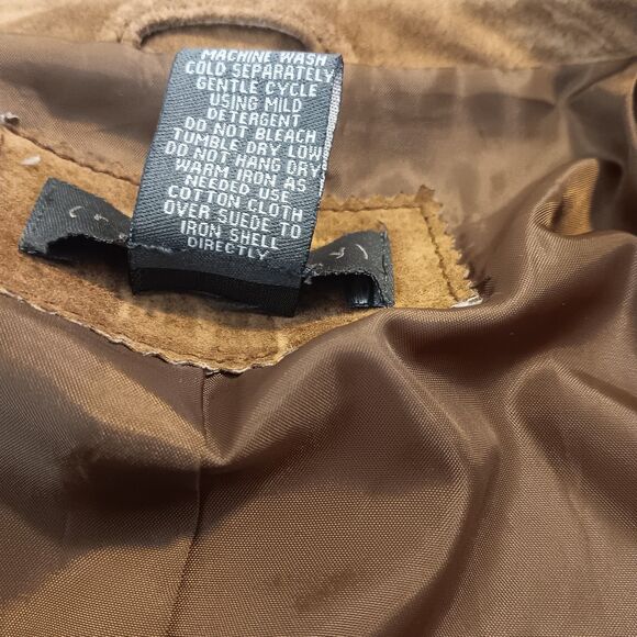 Vtg Relativity Womens M Brown Genuine Suede Leather Jacket Stitching Y2K - Picture 13 of 13
